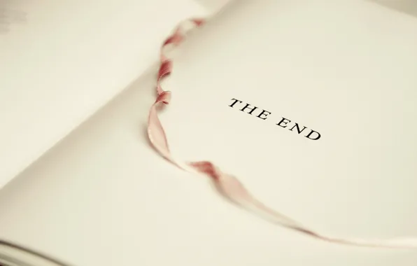 Book, the end, bookmark, white sheet