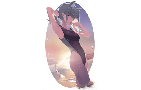 Kawaii, hot, sexy, wet, beach, sea, ocean, anime