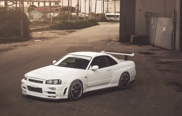 Picture Nissan, White, Skyline, R34, GT