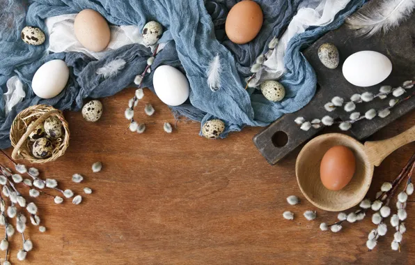 Background, holiday, eggs, Easter, fabric, Verba