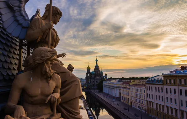 Picture river, channel, Russia, promenade, Peter, Saint Petersburg, St. Petersburg, The Cathedral Of The Savior On …