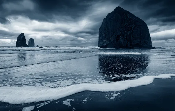 Waves, rock, storm, beach, Oregon, Pacific Ocean, sea, water