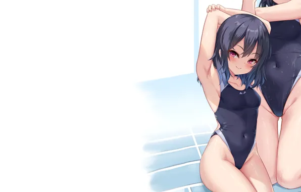 Kawaii, girl, sexy, pool, anime, water, swimsuit, babe