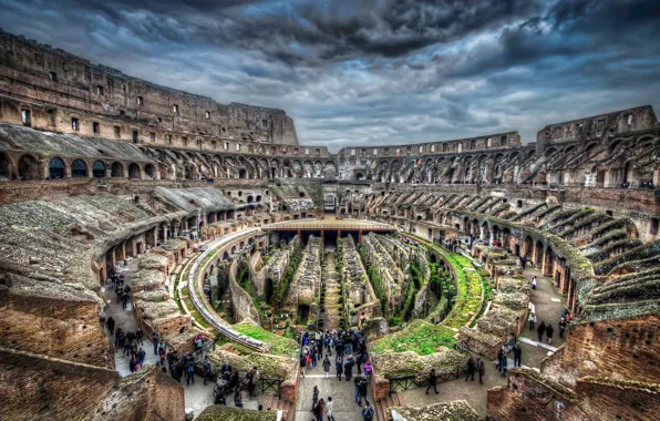 People, hdr, Rome, Colosseum, Italy, ruins, tourists, tour