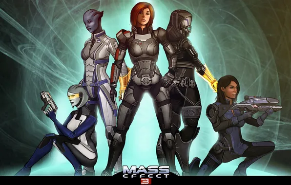 Picture Mass Effect, Shepard, Ashley Williams, EDI, Tali, Liara T Soni, Tali'Zorah