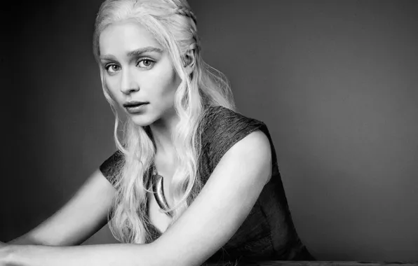 Monochrome, 1920x1080, Game of Thrones, Emilia Clarke, Daenerys Targaryen, Black and White
