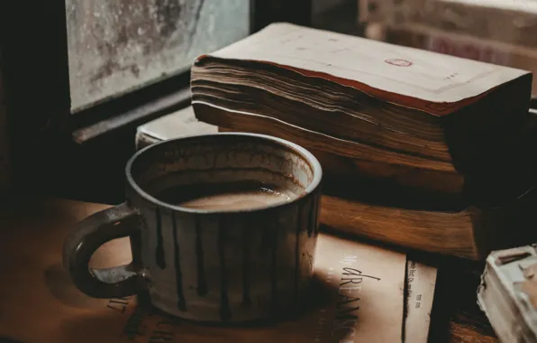 Coffee, Mood, Window, Books, Foods, Mug, Hot chocolate