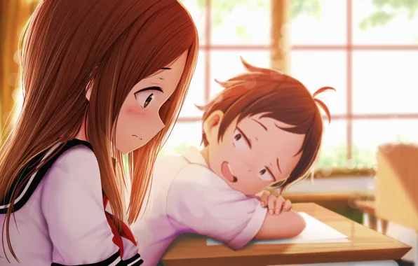 Boy, Girl, School, Class, Students, Karakai jouzu no takagi-san