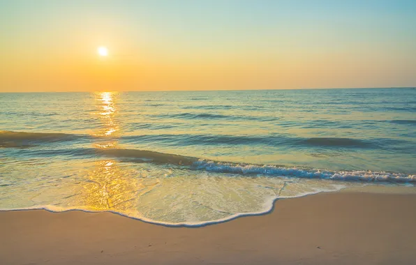 Picture beach, sea, landscape, nature, sunrise