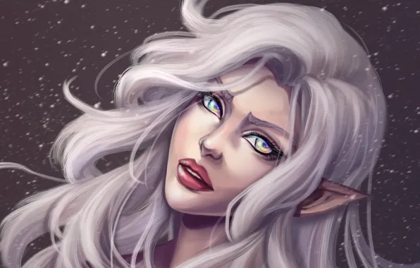 Picture eyes, look, girl, face, hair, elf, art, lips, white, ears, ears