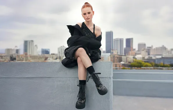 Picture look, girl, pose, photo, actress, jacket, red, legs