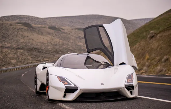 Picture white, SSC, Shelby Super Cars, front view, Tuatara, SSC Tuatara Prototype