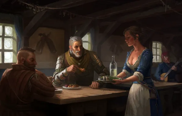 The Witcher, tavern, Geralt
