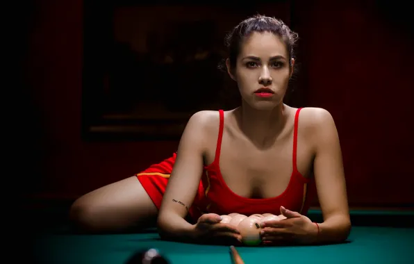 Billiards, neckline, in red, Vitaly Vakhrushev