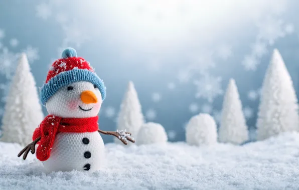 Picture winter, snow, New Year, Christmas, snowman, Christmas, winter, snow