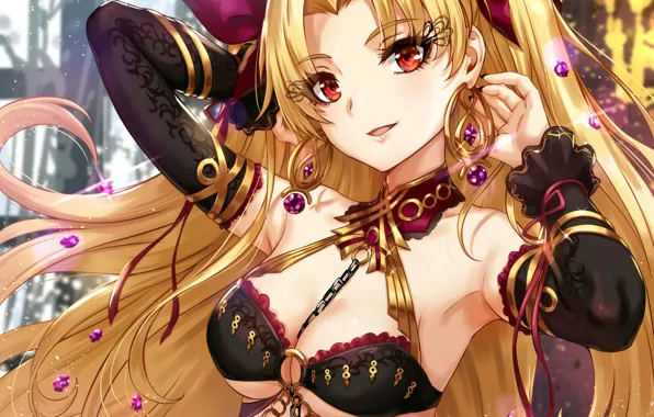 Girl, sexy, cleavage, blouse, long hair, boobs, anime, beautiful