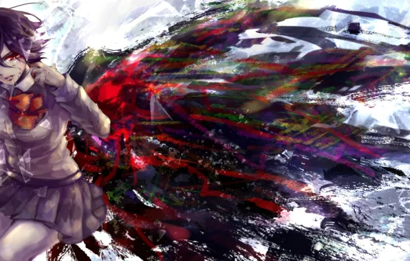 Picture blood, wings, anime, tears, art, form, schoolgirl, tokyo ghoul