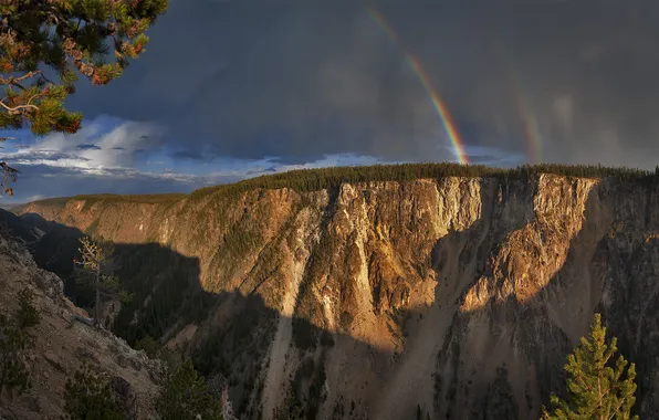 Rocks, rainbow, canyon