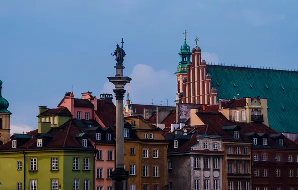 Picture roof, home, Poland, Warsaw, old town, the column of Sigismund