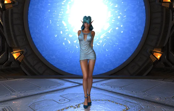 Chest, girl, feet, elf, the portal, dress, beauty, ears