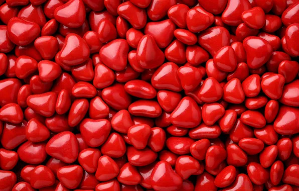 Candy, hearts, red, heart, background, romantic