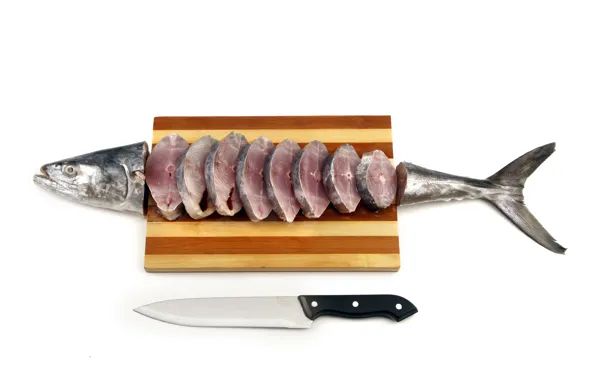 Wallpaper food, knife, fish