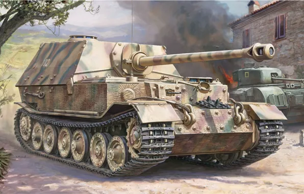 Picture Art, SAU, the Wehrmacht, self-propelled artillery, tank fighter, Elefant