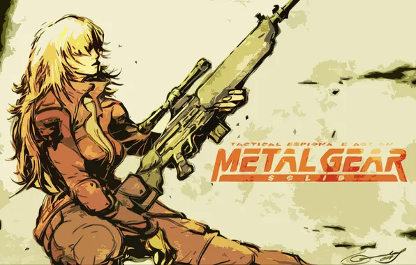 Picture girl, metal, rifle, gear, solid