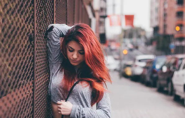 Girl, pose, street, hair