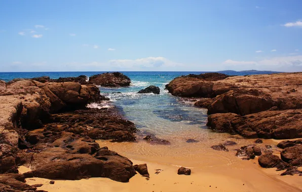 Picture sand, sea, the sky, stones, the ocean, rocks, Australia, Cape