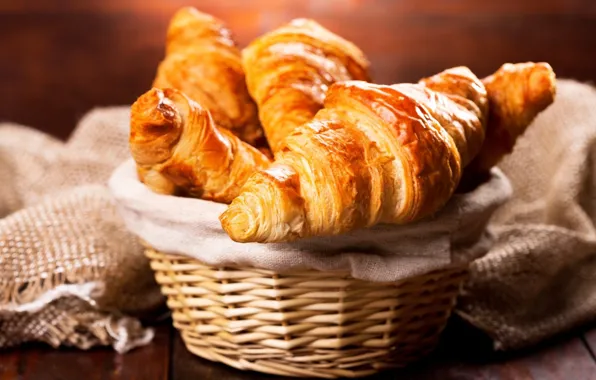 Picture basket, cakes, croissant