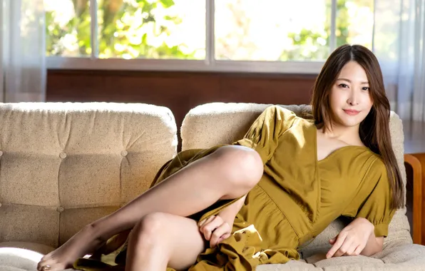 Model, Woman, Sofa, Pretty, Japanese, Mai Kanami