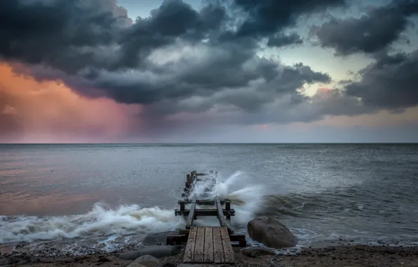 Sea, bridge, nature, shore