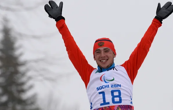 Joy, hands, athlete, Russia, biathlon, skier, Paralympic, Sochi 2014