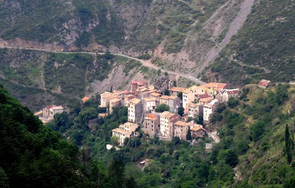 Road, mountains, France, home, Perla