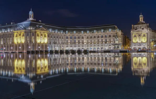Water, reflection, France, building, area, France, Bordeaux, Place de la Bourse