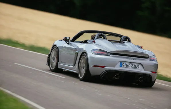 Picture Porsche, road, rear view, Porsche 718 Spyder RS