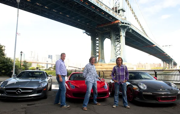 Picture bridge, Mercedes-Benz, 911, Porsche, Jeremy Clarkson, Ferrari, men, 458