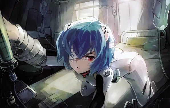 Despair, pain, Neon Genesis Evangelion, Ayanami Rei, bandages, dropper