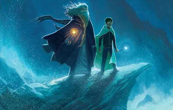 Sea, wave, rock, beard, cloak, Potter, Harry Potter, Harry