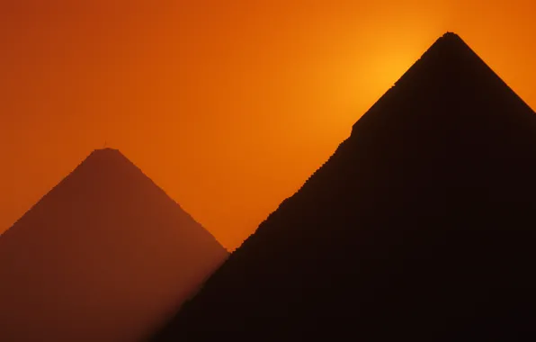 Sunset, Giza, glow, Egypt, pyramid