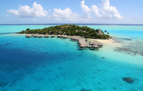 Tropics, the ocean, island, the hotel, exotic, Bungalow, Bora-Bora