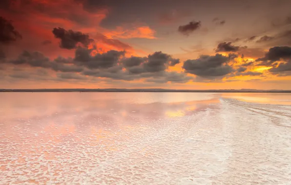 Picture the sky, clouds, dawn, Spain, Valencia, salt lake, Salinas of Torrevieja