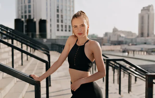 Picture black, woman, young, camera, looking, uniform