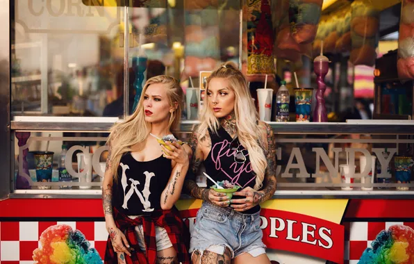 Look, girl, face, background, holiday, hair, sweets, tattoo