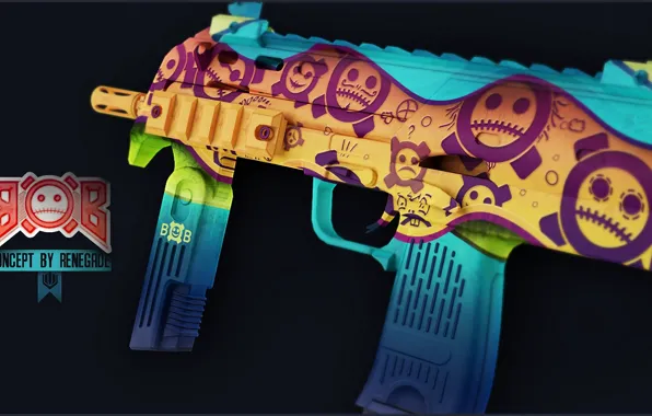 Concept, emoticons, paint, bob, workshop, cs go, custom paint job, mp7