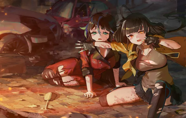 Picture girl, blood, Girls Frontline, RO635