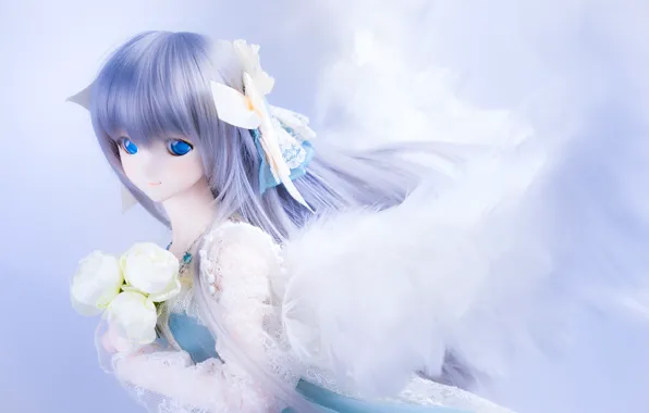 Girl, hair, toy, wings, doll