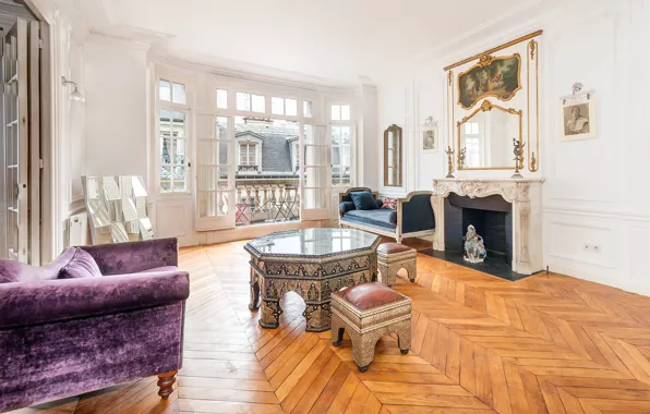Wallpaper design, style, interior, fireplace, Paris, living room ... - Worldwide Apartment Interior Design Trends For Apartments With Low Voc Wallpaper