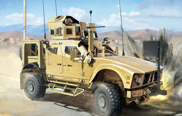 M-ATV, Oshkosh Truck, combat reconnaissance vehicle, modern American wheeled armored car